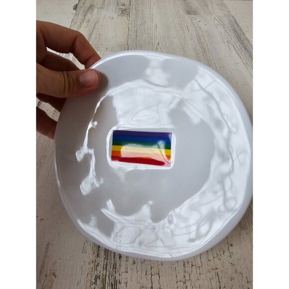 Williams Sonoma pride flag rainbow dessert plate salad 6.25 in New set of four p - Picture 2 of 5